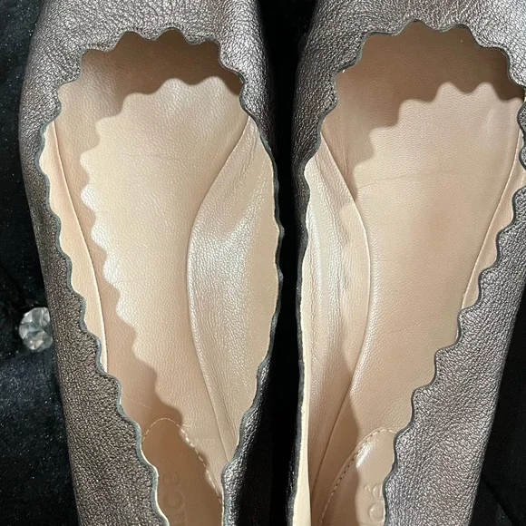 Chloe Shimmering Silver Scalloped Flats - Picture 6 of 14